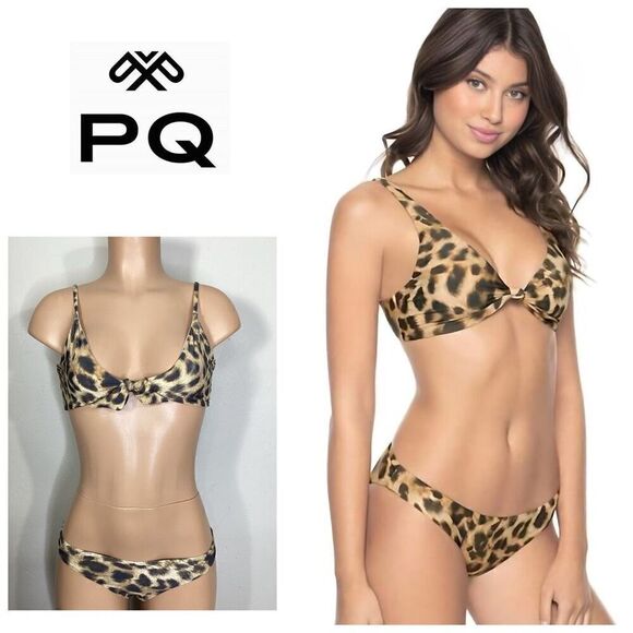 New. Pilyq/PQ Jungle reversible tie front bikini. M-Top/L-bottom. Retails$169